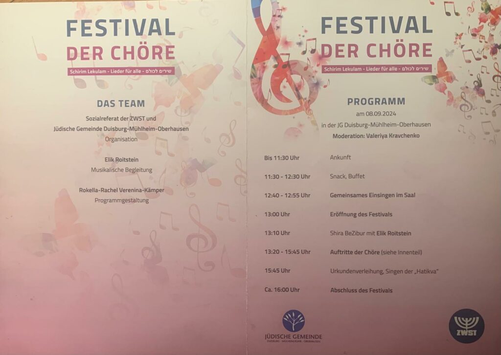 Programm für das Festival der Chöre 2024 Teil 1