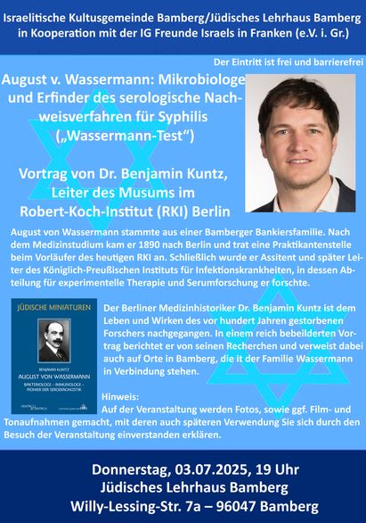 Einladung zum Vortrag über August von Wassermann