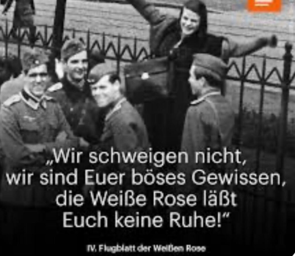 Poster der Dauerausstellung DIE WEISSE ROSE -WIDERSTAND GEGEN DIE NS-DIKTATUR